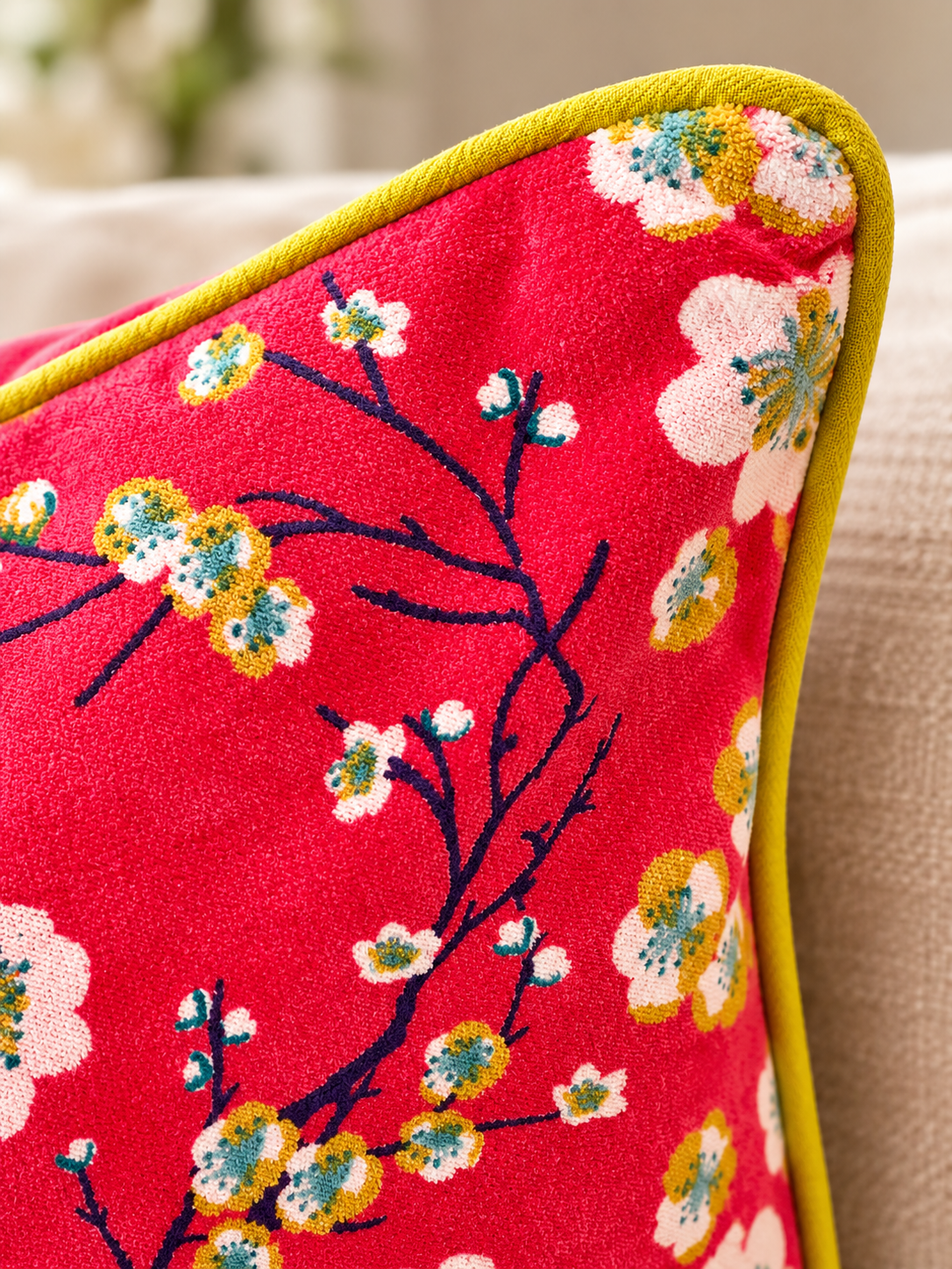 Pink Floral Blossom Cushion Cover – Decorative Throw Pillow Cover, 18x18, Without Filling